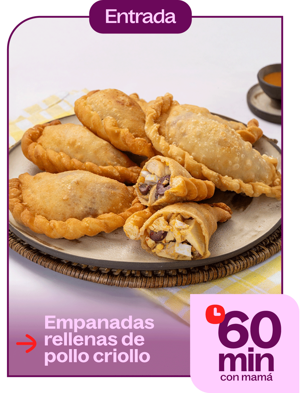 Empanadas rellenas de pollo criollo