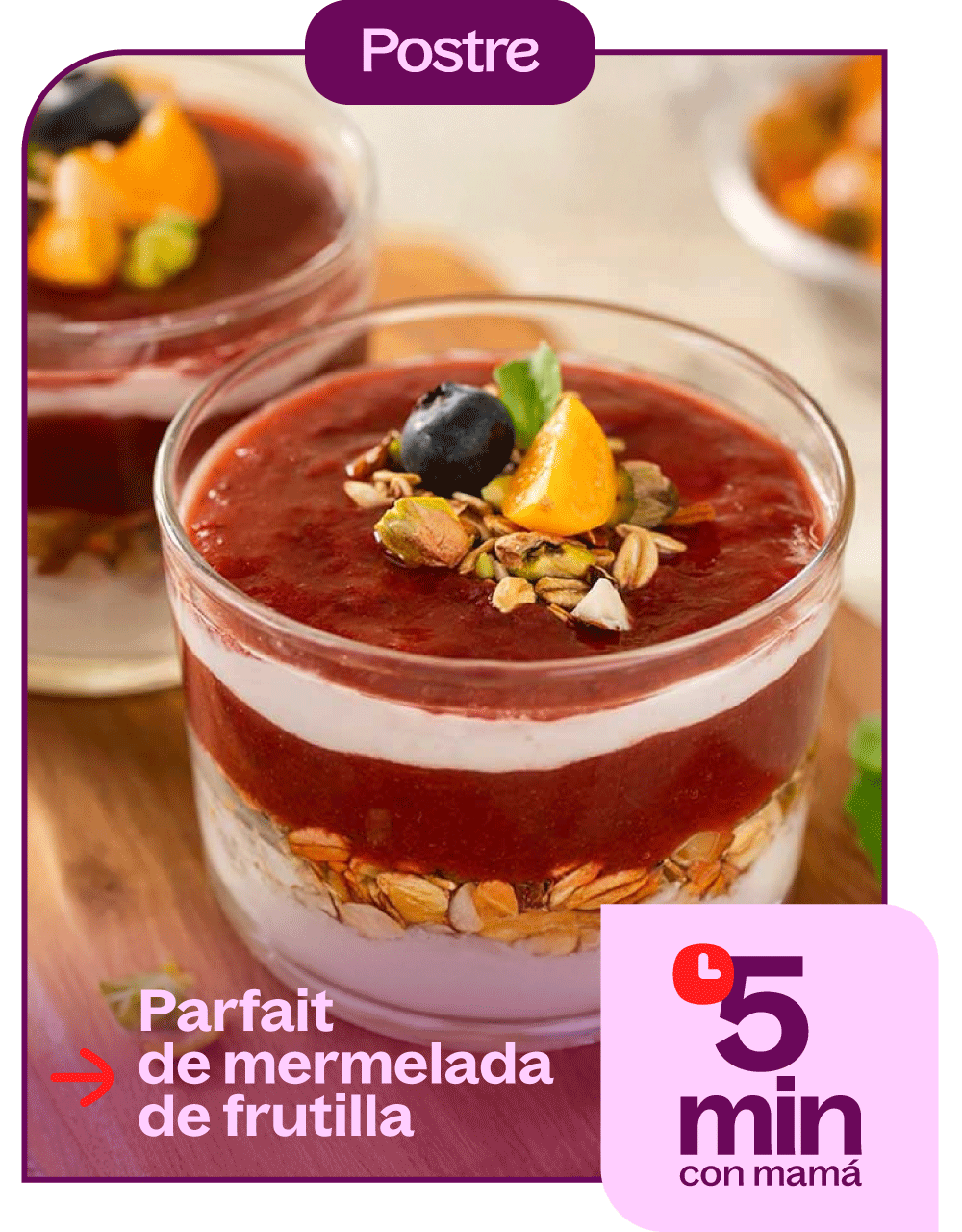 Parfait de mermelada de frutilla